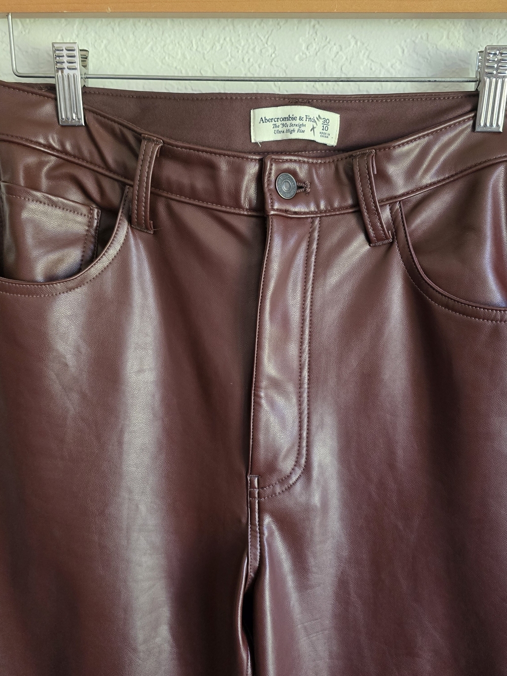 Abercrombie & Fitch Women's Faux Leather Skinny Jeans - Wine
